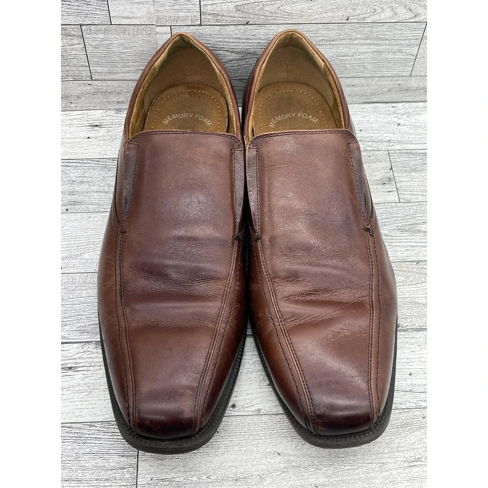 Florsheim Shoes Mens Size 10D Leather Memory Foam Slip On Square Toe Comfort Dre